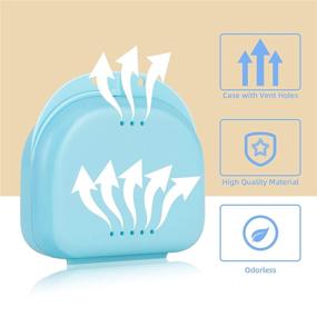 img 2 attached to 🦷 Convenient Dental Mouthguard Container: Orthodontic Retainer Case with Vent Holes, Denture Holder Box Clear Aligner Case Slim for Household, Travel, Office - Bluish - Light & Easy to Carry