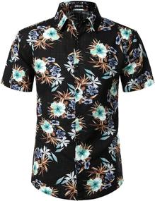 img 4 attached to Stylish and Versatile: JOGAL Flower Casual Button Hawaiian Men's Shirts