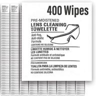 👓 lens cleaning towelettes - pre-moistened, silicone-free, anti-static solution for eyeglasses, goggles, safety eyewear, and all types of lenses (400ct, pack of 4) logo