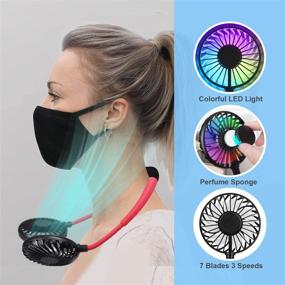 img 1 attached to 👉 Deemen Neck Fan: Portable Hands-Free Personal Fan, Rechargeable Headphone Design Neckband Fan for Home Office, Travel, Indoor & Outdoor - Black