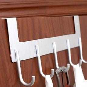 img 1 attached to 🧥 ACMETOP Over The Door Hook Hanger - Heavy-Duty Organizer for Coats, Towels, Bags, and Robes - 5 Hooks, Aluminum, Brush Finish (Silver)