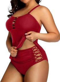 img 2 attached to Yonique Swimsuits Control Swimwear Burgundy