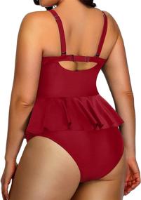 img 3 attached to Yonique Swimsuits Control Swimwear Burgundy