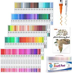 img 4 attached to 🖌️ 120-Color Dual Tip Brush Art Marker Pens Set with Bonus Coloring Book - Shuttle Art Fineliner and Brush Dual Tip Markers for Kids, Adults, Artists - Ideal for Calligraphy, Hand Lettering, Doodling, Writing