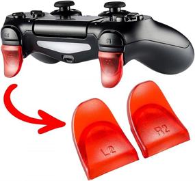 img 4 attached to eXtremeRate Clear Red 2 Pairs L2 R2 Button Extensions for PS4 Controller, Game Improvement Triggers Extenders for Playstation 4 Controller JDM-030