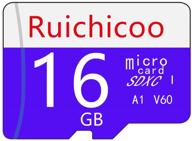 📸 карта памяти ruichicoo 16gb - высокоскоростная карта памяти класса 10 с адаптером | v60, c10, u3, full hd, a1, uhs-i (16 гб) | улучшенное seo логотип