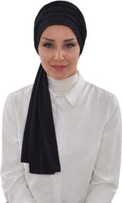 img 4 attached to 🧕 Women's Cotton Jersey Shawl Bonnet: Modesty Turban Cap, Wrap & Instant Scarf