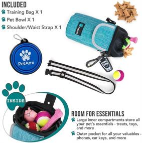 img 3 attached to 🐾 Optimized PetAmi Dog Treat Pouch with Spacious Front Pocket, Dog Training Bag with Waist Shoulder Strap, Poop Bag Dispenser, Collapsible Bowl, Training Bag for Kibbles, Pet Toys, Versatile Wear Options