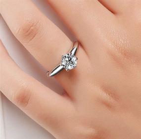 img 2 attached to 💍 Кольцо обручальное Finemall с камнем зирконием, 1,0 карат, из нержавеющей стали - классическая обручальная брильянтовая обручальное кольцо из белого золота 18 карат.