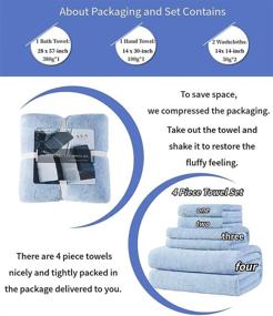 img 3 attached to 👉 Xinrjojo 4 Piece Microfiber Quick Dry Towels Set - Super Soft, Plush, Highly Absorbent in Blue