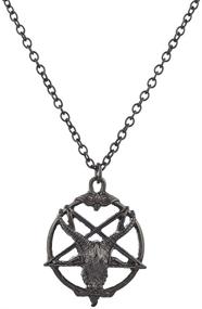 img 2 attached to 🔱 Hematite Baphomet Symbol Pendant Charm Necklace by LUX ACCESSORIES