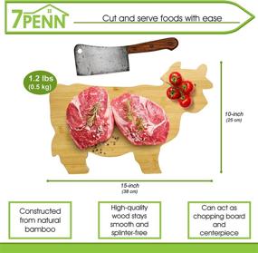 img 1 attached to 🐄 7Penn Cow Shaped Wooden Cutting Board - Kitchen Chopping Board in Large Size for Charcuterie & Serving, Rustic Decor