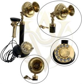 img 3 attached to Vintage Candlestick Phone Rotary Dial Telephone Wired Landline Antique Home Décor (Shiny Brass &Amp
