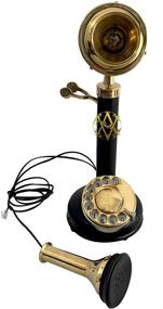 img 2 attached to Vintage Candlestick Phone Rotary Dial Telephone Wired Landline Antique Home Décor (Shiny Brass &Amp