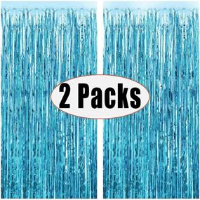 img 3 attached to ✨ FECEDY 2pcs 3ft x 8.3ft Light Blue Tinsel Foil Fringe Curtains - Ideal Photo Booth Props for Birthday, Wedding, Engagement, Bridal Shower, Baby Shower, Bachelorette & Holiday Parties - Stunning Party Decorations