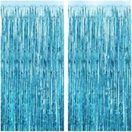 ✨ fecedy 2pcs 3ft x 8.3ft light blue tinsel foil fringe curtains - ideal photo booth props for birthday, wedding, engagement, bridal shower, baby shower, bachelorette & holiday parties - stunning party decorations logo