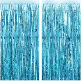 img 4 attached to ✨ FECEDY 2pcs 3ft x 8.3ft Light Blue Tinsel Foil Fringe Curtains - Ideal Photo Booth Props for Birthday, Wedding, Engagement, Bridal Shower, Baby Shower, Bachelorette & Holiday Parties - Stunning Party Decorations