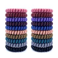 🌀 20 pcs spiral hair ties: no crease, matte phone cord hair coils for women logo