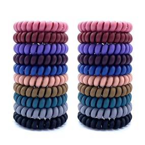 img 4 attached to 🌀 20 Pcs Spiral Hair Ties: No Crease, Matte Phone Cord Hair Coils for Women