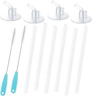 12 pack bundle (6 straws + 2 cleaning brushes), replacement straws with 4 stems for thermos 12 oz funtainer bottle f401 (with carry loop), silicone straws set with cleaning brushes логотип