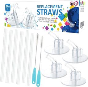 img 2 attached to 12 Pack Bundle (6 Straws + 2 Cleaning Brushes), Replacement Straws with 4 Stems for Thermos 12 oz Funtainer Bottle F401 (with Carry Loop), Silicone Straws Set with Cleaning Brushes