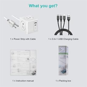 img 1 attached to 💡 Compact Portable Power Strip with USB and Type C Fast Charging – Ideal for Home, Office, Dorm, RV, Travel, and More!