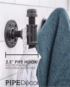 img 3 attached to 🧲 Pipe Decor Heavy Duty DIY Rustic Industrial Iron Robe and Towel Single Hook Kit, Wall Mounted with Electroplated Black Finish – Includes Mounting Hardware, Oil + Rust Free (3)