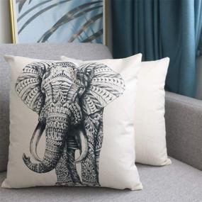 img 2 attached to 🐘 Jahosin Set of 2 Throw Pillow Covers 18 X 18 Inches - Sketch Elephant Design - Decorative Cushion Cases