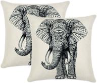 🐘 jahosin set of 2 throw pillow covers 18 x 18 inches - sketch elephant design - decorative cushion cases логотип