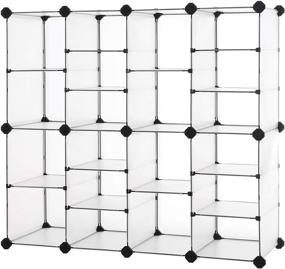 img 4 attached to 👠 SONGMICS 20-Slot Shoe Rack, Interlocking Storage Organizer Unit with Hooks, Adjustable Shelves, Modular Cabinet - Closet Entryway Hallway Storage Solution in Translucent White ULPC504W