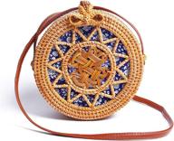 👜 lanpet women round rattan bag: stylish handwoven straw crossbody purse for beach and beyond logo