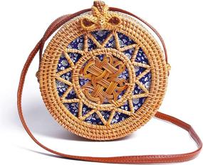 img 4 attached to 👜 Lanpet Women Round Rattan Bag: Stylish Handwoven Straw Crossbody Purse for Beach and Beyond