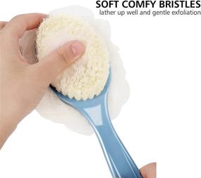 img 3 attached to 🚿 Grey Shower Body Brush with Bristles and Loofah, Back Scrubber Bath Mesh Sponge with Curved Long Handle | Skin Exfoliating Bath, Massage Bristles | Suitable for Wet or Dry Use | Men and Women