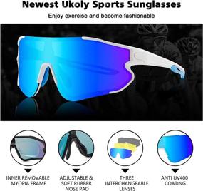 img 3 attached to Ukoly Interchangeable Lenses Polarized Sports Sunglasses for Men and Women, Cycling and Baseball Glasses