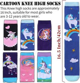 img 2 attached to 🧦 Cute Cartoon Animal Cotton Knee High Socks for Girls (3-12 Years) - MQELONG