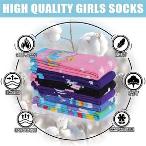 img 1 attached to 🧦 Cute Cartoon Animal Cotton Knee High Socks for Girls (3-12 Years) - MQELONG
