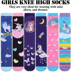 img 3 attached to 🧦 Cute Cartoon Animal Cotton Knee High Socks for Girls (3-12 Years) - MQELONG