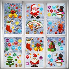 img 4 attached to 🎄 Q-BABY Christmas Window Clings - 22 Sheets of Gnome Snowflake Reindeer Snowman Merry Christmas Santa Claus Stickers for Festive Window Decorations and Ornaments