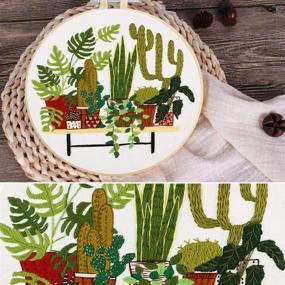 img 1 attached to SEO-friendly Embroidery Starter Kit: Patterned Cross Stitch Kit with Stamped Floral Embroidery Clothes, Plastic Embroidery Hoops, Color Threads, Tools, and Needlepoint Kit (Plant Garden)