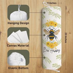 img 3 attached to 🐝 Bee Happy: Kitchen Bee Plastic Bag Holder - Storage Organizer for Garbage, Shopping & Trash Bags, Floral Design - Perfect Gift for Women, Friends, Mothers, Wives, and Grandmas