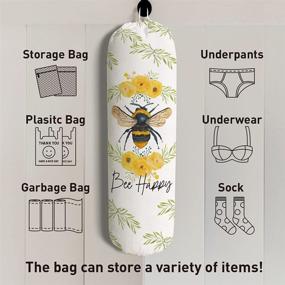 img 1 attached to 🐝 Bee Happy: Kitchen Bee Plastic Bag Holder - Storage Organizer for Garbage, Shopping & Trash Bags, Floral Design - Perfect Gift for Women, Friends, Mothers, Wives, and Grandmas