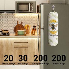 img 2 attached to 🐝 Bee Happy: Kitchen Bee Plastic Bag Holder - Storage Organizer for Garbage, Shopping & Trash Bags, Floral Design - Perfect Gift for Women, Friends, Mothers, Wives, and Grandmas