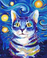 🎨 vato diy oil painting kit - paint by numbers - canvas painting for adults & kids - beginner friendly - 16" x 20" - starry sky & cat design logo