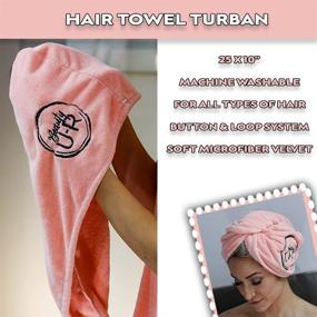 img 2 attached to 🧖 U-R Hair Towel Wrap Set - 4 pc Microfiber towels + Scrunchie - Curly Hair Bath Towels - Women's Hair Accessories Care - Fast Drying Hair Turban Spa Towels for Dry Long Black Hair