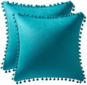 img 4 attached to Decorative Rectangular Pillowcases Farmhouse Turquoise