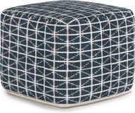 🪑 transitional modern simplihome noreen square pouf, dark blue and white cotton handloom woven pattern, for living room, bedroom, and kids room, upholstered footstool logo