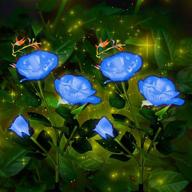 🌹 enhance your garden with 2 pack solar outdoor lights, waterproof & decorative stake lights with 6 roses flowers in blue – perfect for garden, courtyard, backyard, and patio logo