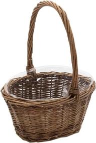 img 4 attached to 🧺 Handwoven Easter Basket - Small Oval Shape 9x7x3.5 (10.5 H with Handle) Braided Rim - Plastic Insert included by Royal Imports