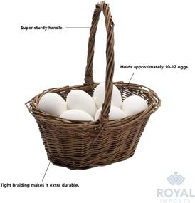 img 1 attached to 🧺 Handwoven Easter Basket - Small Oval Shape 9x7x3.5 (10.5 H with Handle) Braided Rim - Plastic Insert included by Royal Imports