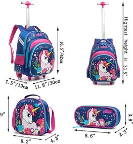 img 3 attached to Unicorn Rolling Backpacks by Meetbelify - Ideal Backpack for Kids